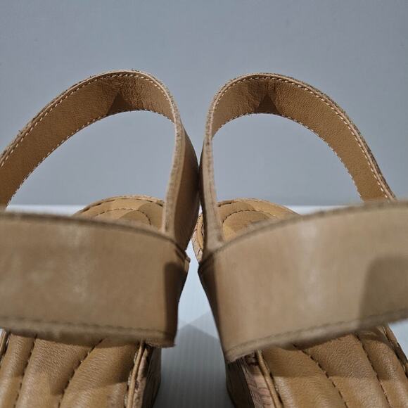 NEW Born Lenore Sandal Womens Size 10 Natural Tan Leather Wedge Platform - Picture 8 of 14